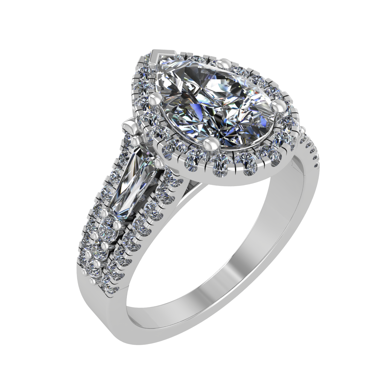 HALO SPLIT SHANK 9.80mm x 6.40mm PEAR ENGAGEMENT RING